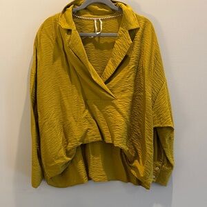 ANTHRO BOHO chartreuse Dylon Long sleeve Wide placket top